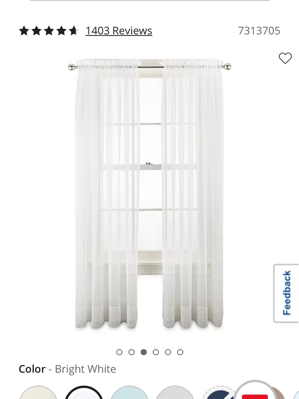 Set of 4 Curtain Sheers - Soft White